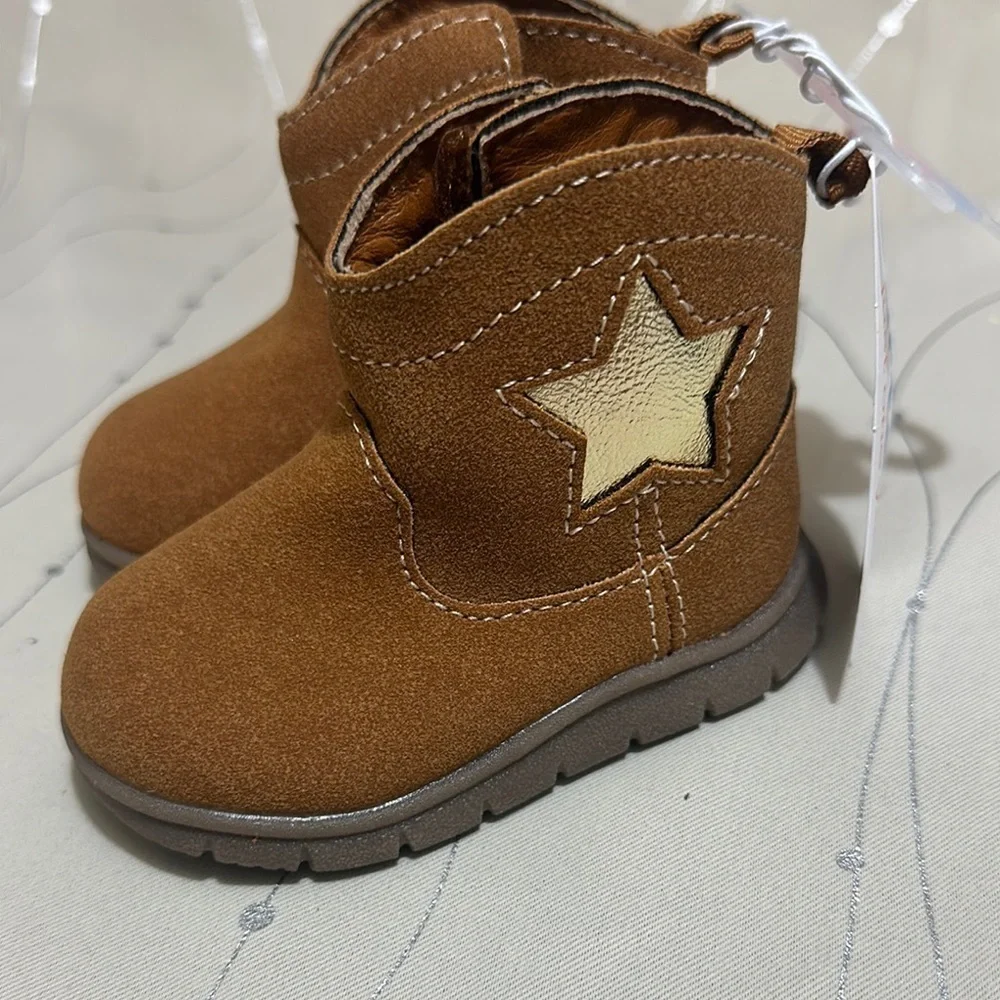 Carter's Brown and Gold Star Detail Boots